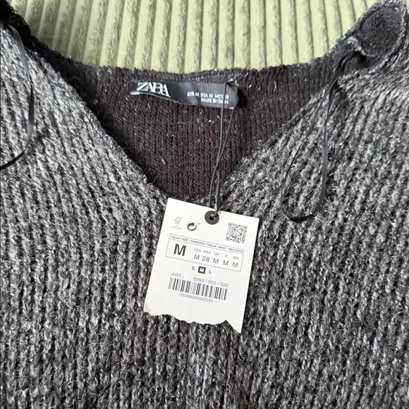 Zara Charcoal V-Neck Sweater for Women - Picture 4 of 4